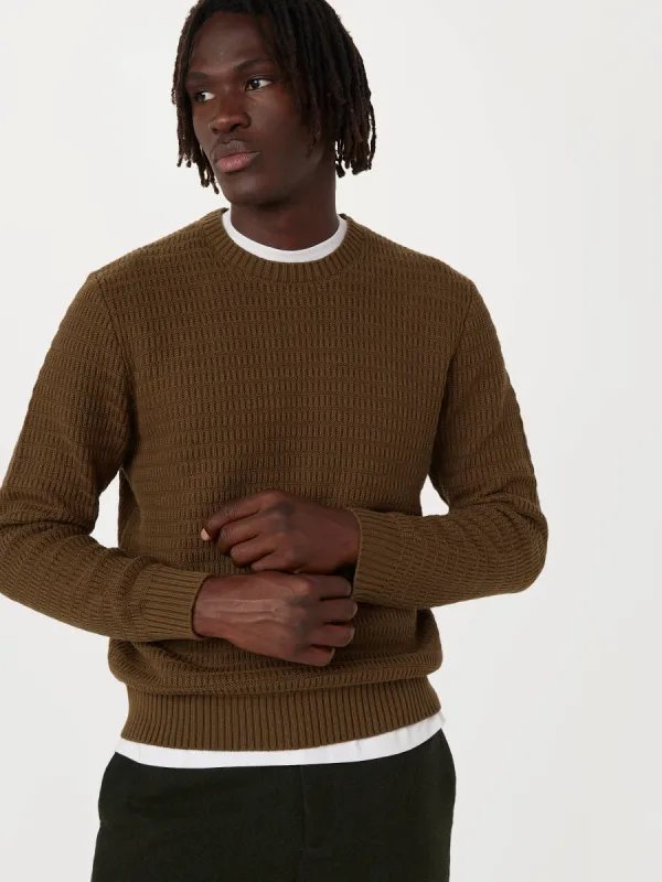 The Ribbed Crewneck Sweater in Tuscany Green sold by Frank & Oak
