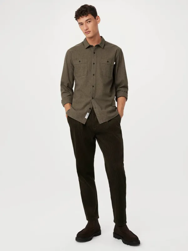 The Jamie Tapered Corduroy Pant in Dark Taupe sold by Frank & Oak