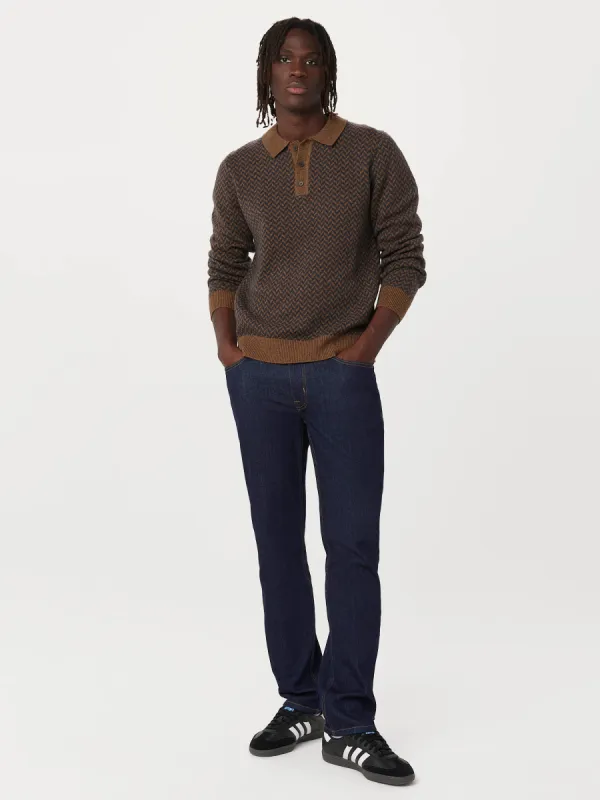The Yak Wool Polo Sweater in Mustang Brown sold by Frank & Oak