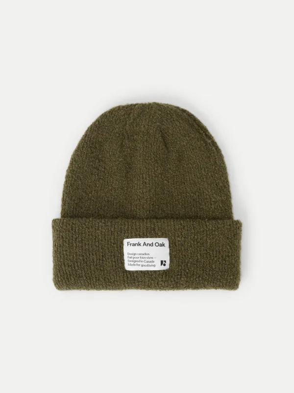 The Seawool® Beanie in Dark Olive sold by Frank & Oak