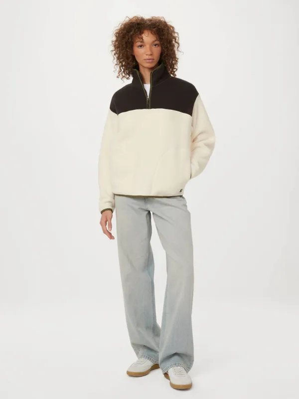 The Axis Polar Fleece Half Zip in Cloud sold by Frank & Oak