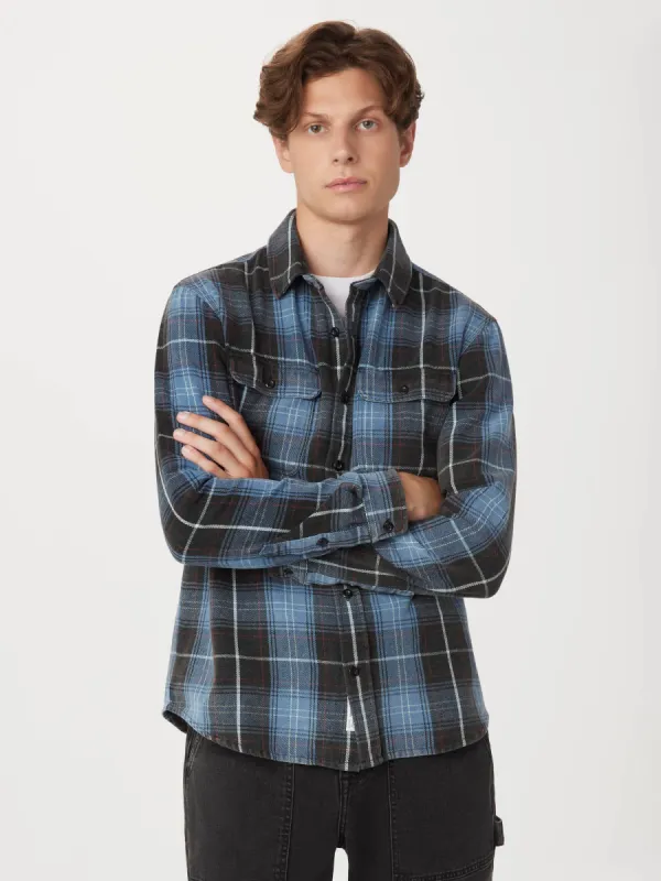 The Check Flannel Shirt in Sapphire Blue sold by Frank & Oak