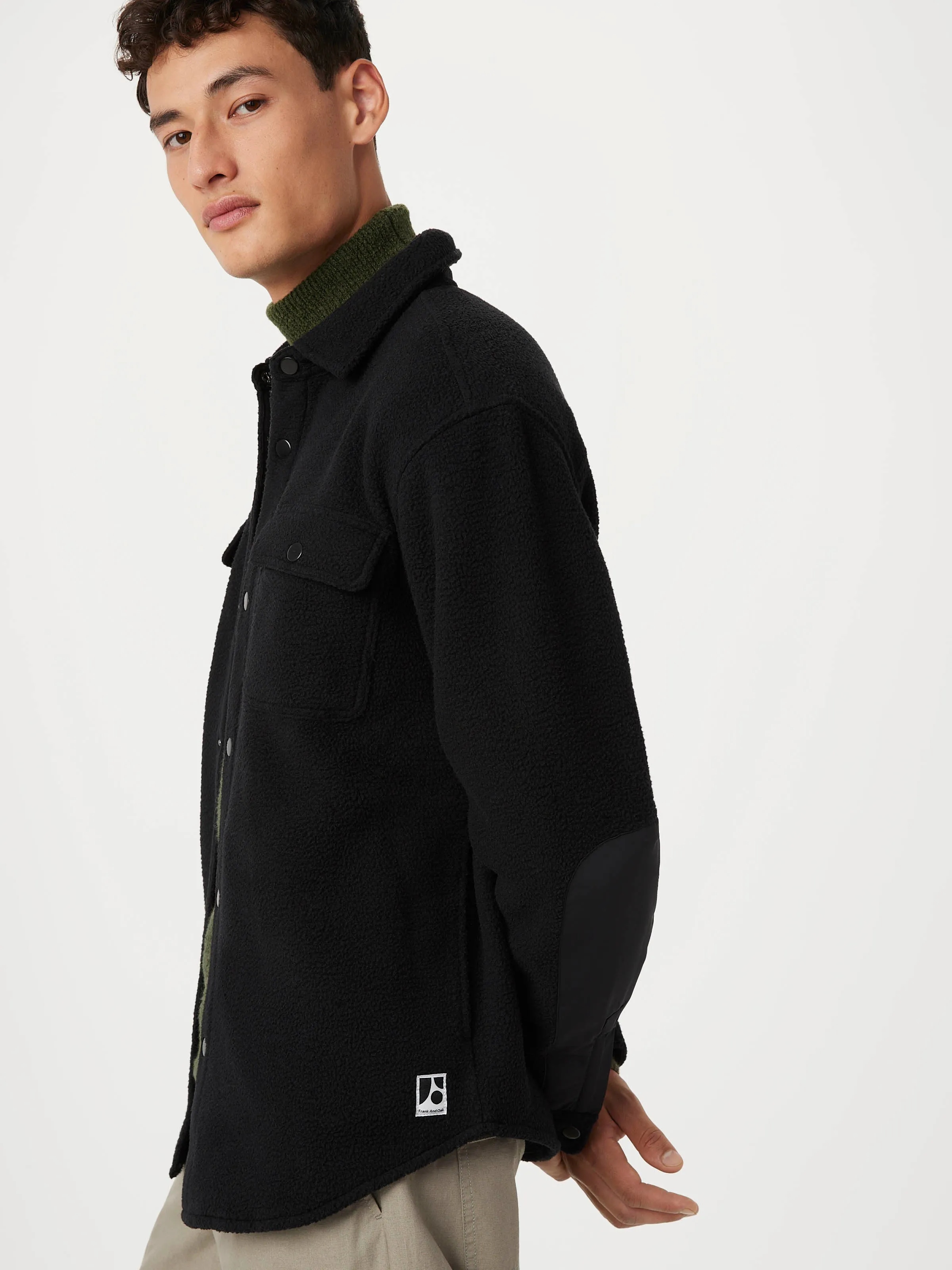 The Tundra Polar Fleece Overshirt in Black sold by Frank & Oak product image thumbnail 2