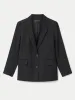 The Striped 2-Button Blazer in Charcoal Grey sold by Frank & Oak
