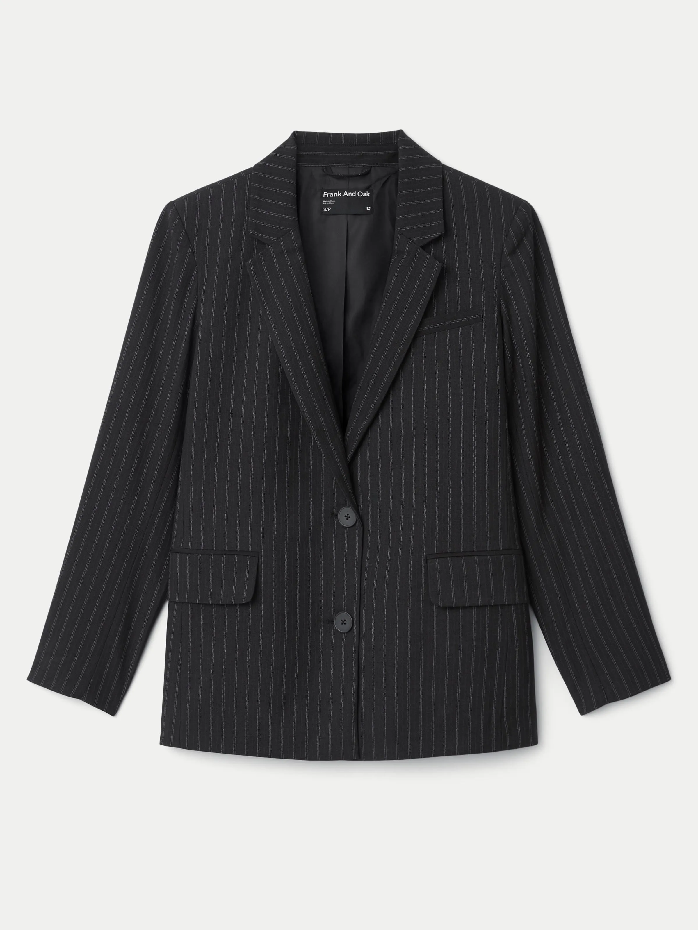 The Striped 2-Button Blazer in Charcoal Grey sold by Frank & Oak product image thumbnail 5