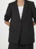 The Striped 2-Button Blazer in Charcoal Grey sold by Frank & Oak