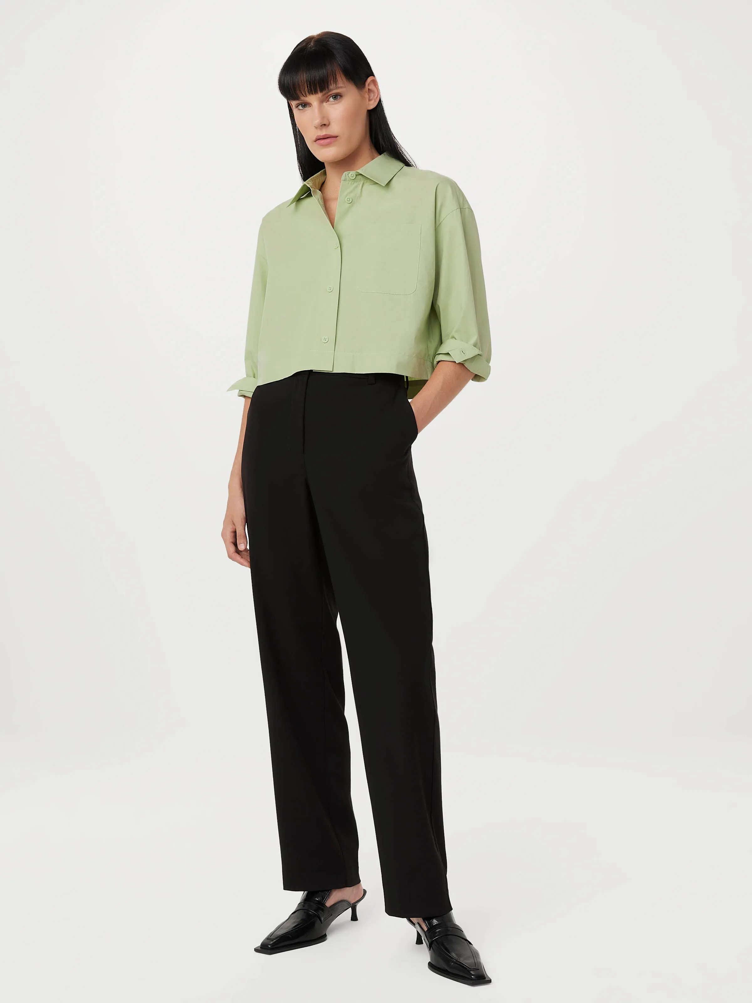The Cropped Poplin Shirt in Jade Green sold by Frank & Oak product image thumbnail 4