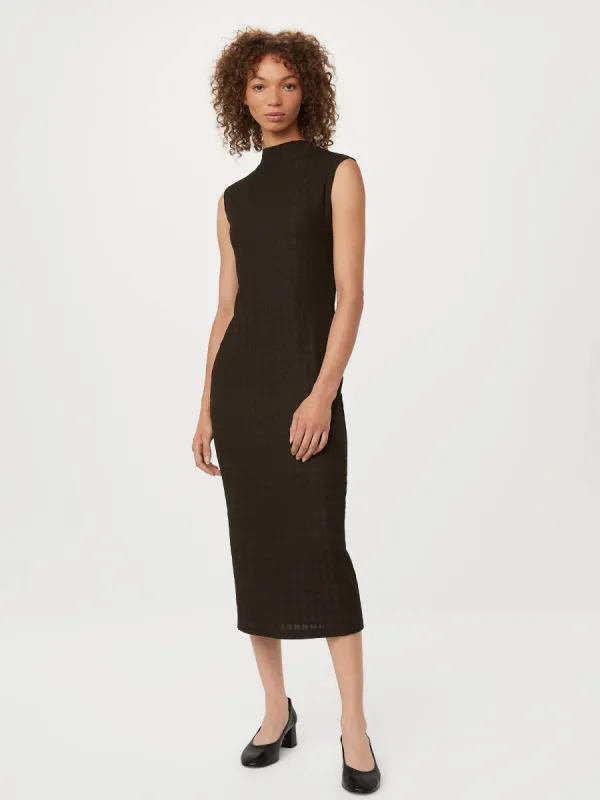 The Textured Midi Dress in Dark Chocolate sold by Frank & Oak