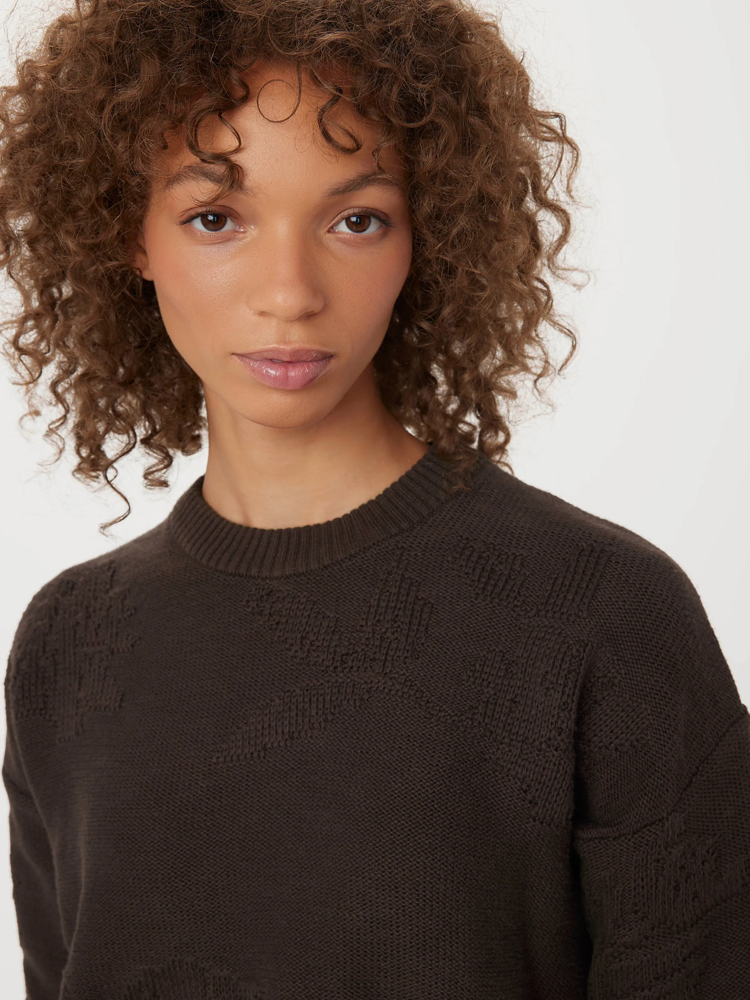 The Floral Jacquard Sweater in Dark Chocolate sold by Frank & Oak product image thumbnail 2