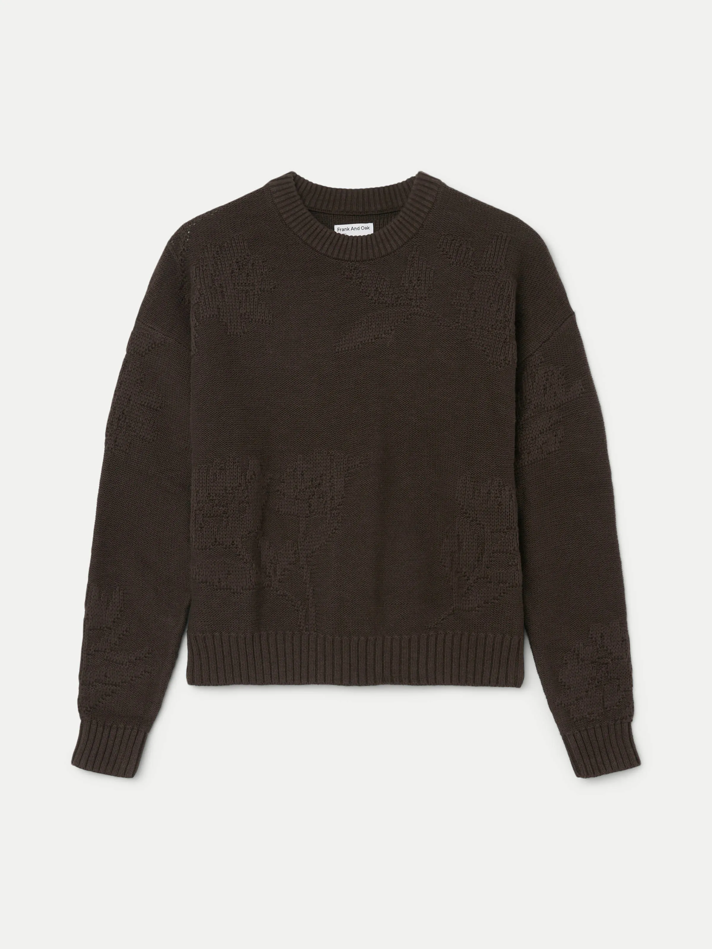 The Floral Jacquard Sweater in Dark Chocolate sold by Frank & Oak product image thumbnail 4