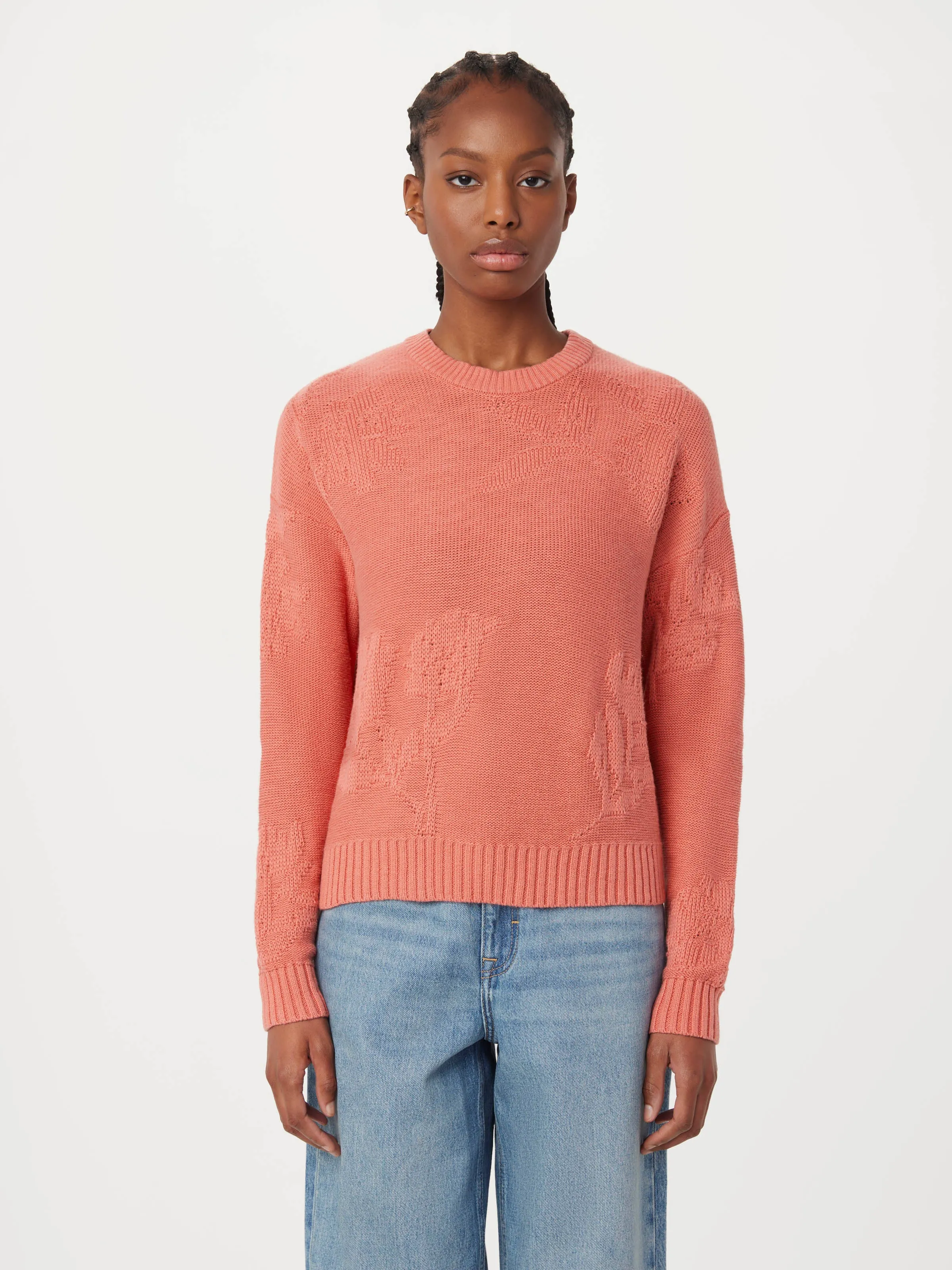 The Floral Jacquard Sweater in Fade Rose sold by Frank & Oak product image thumbnail 3