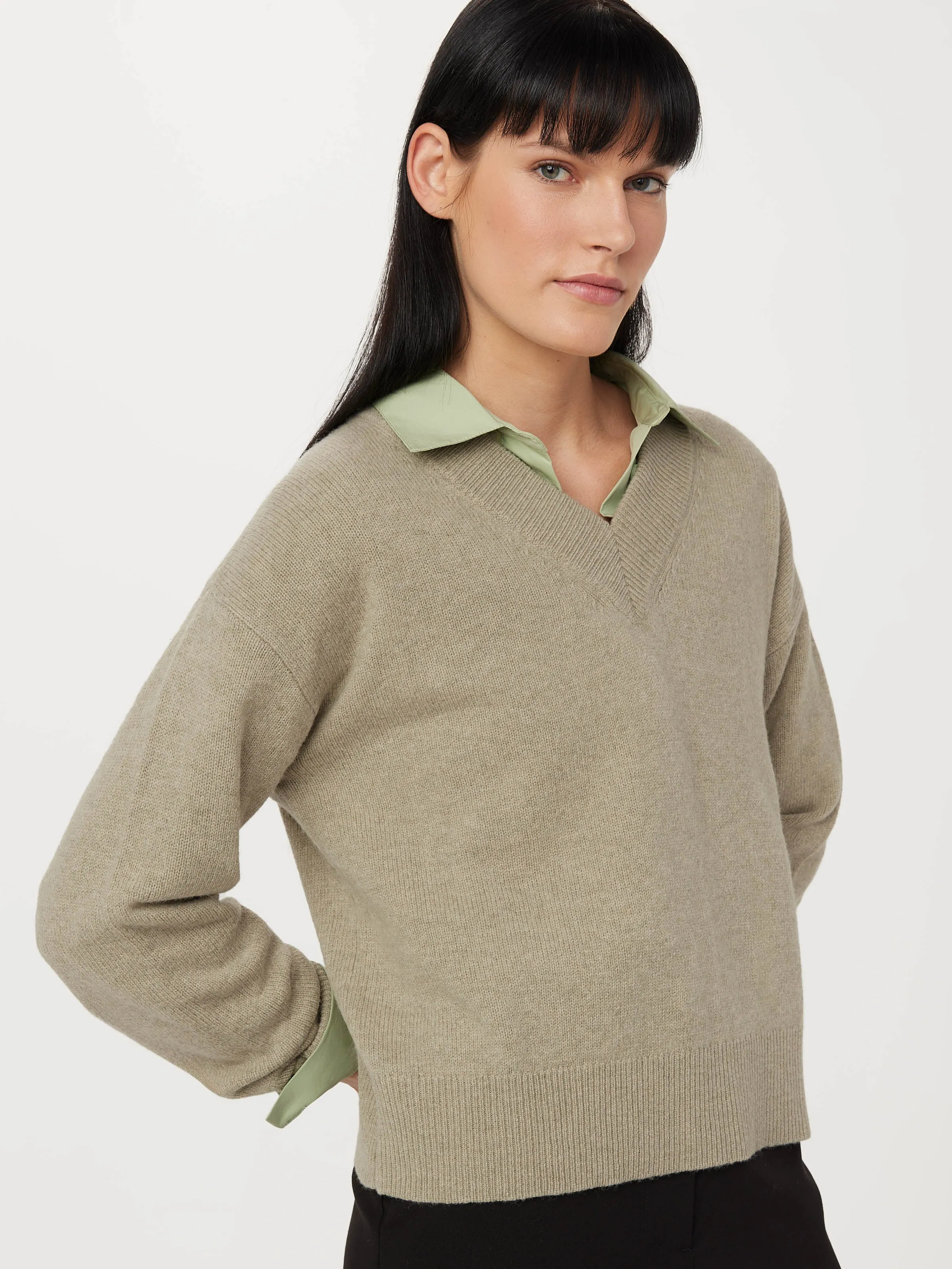 The Yak Wool V Neck Sweater in Fog sold by Frank & Oak product image thumbnail 2