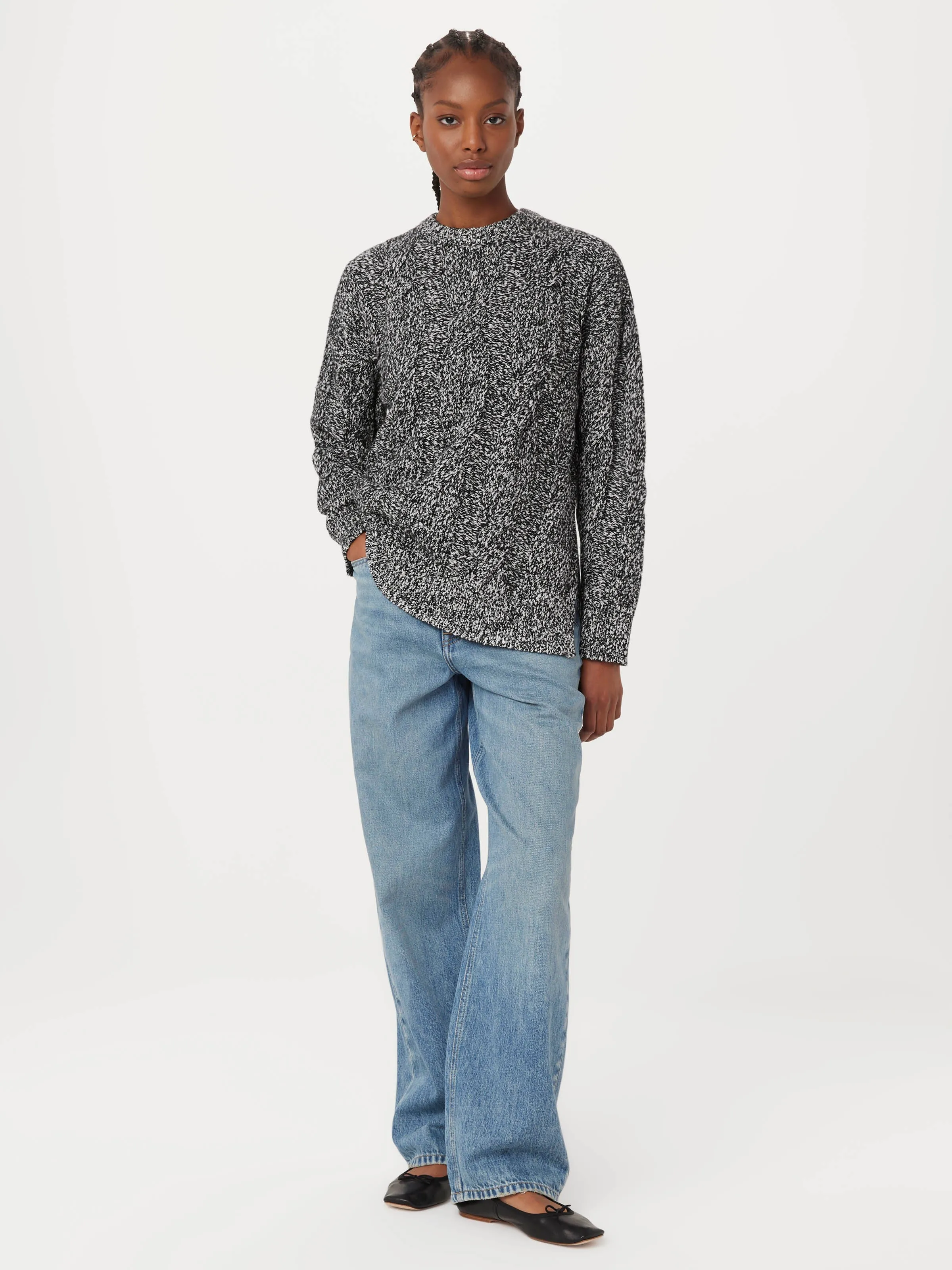 The Cable Knit Sweater in Black sold by Frank & Oak