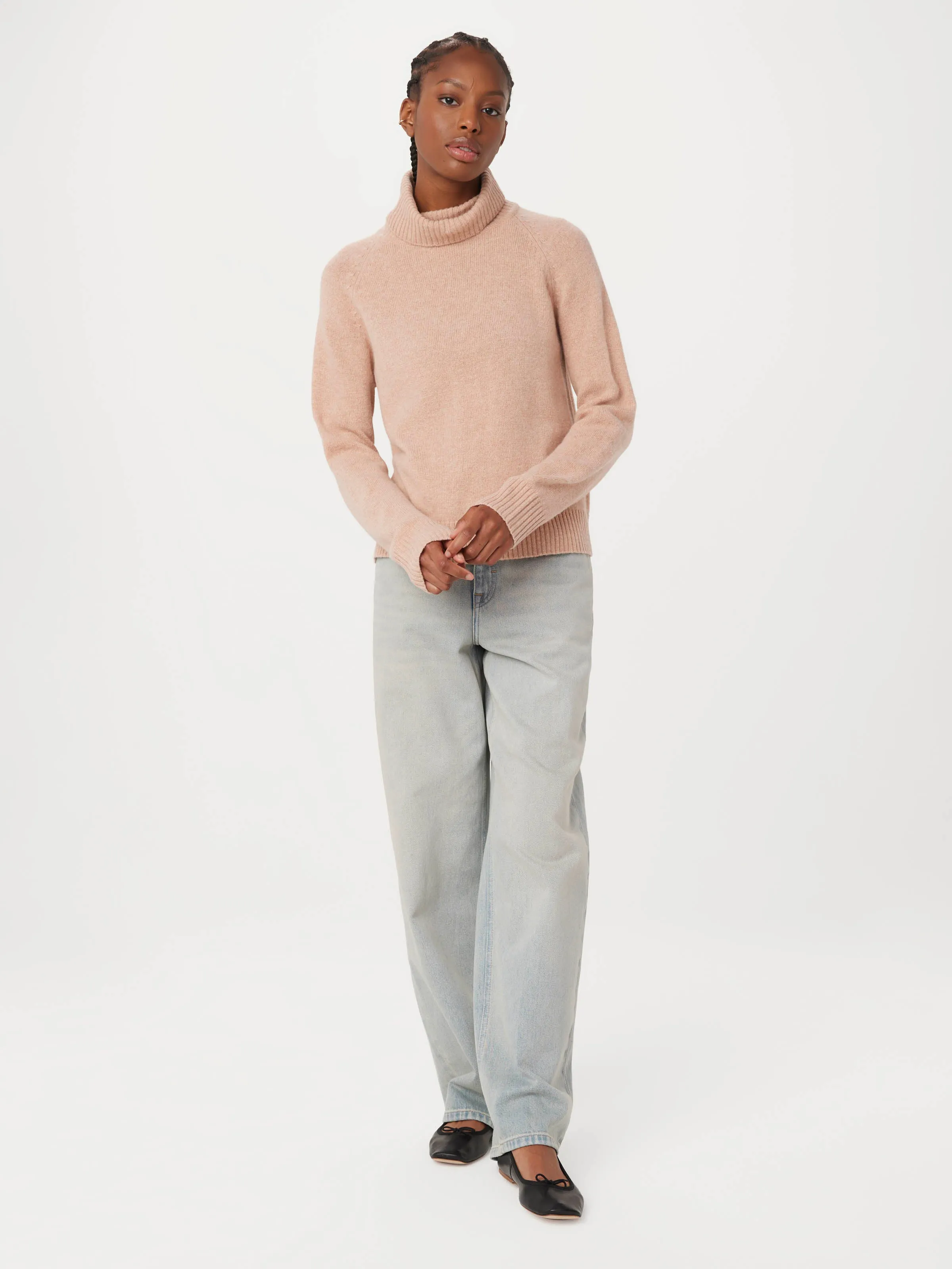 The Yak Wool Turtleneck in Blush Pink sold by Frank & Oak