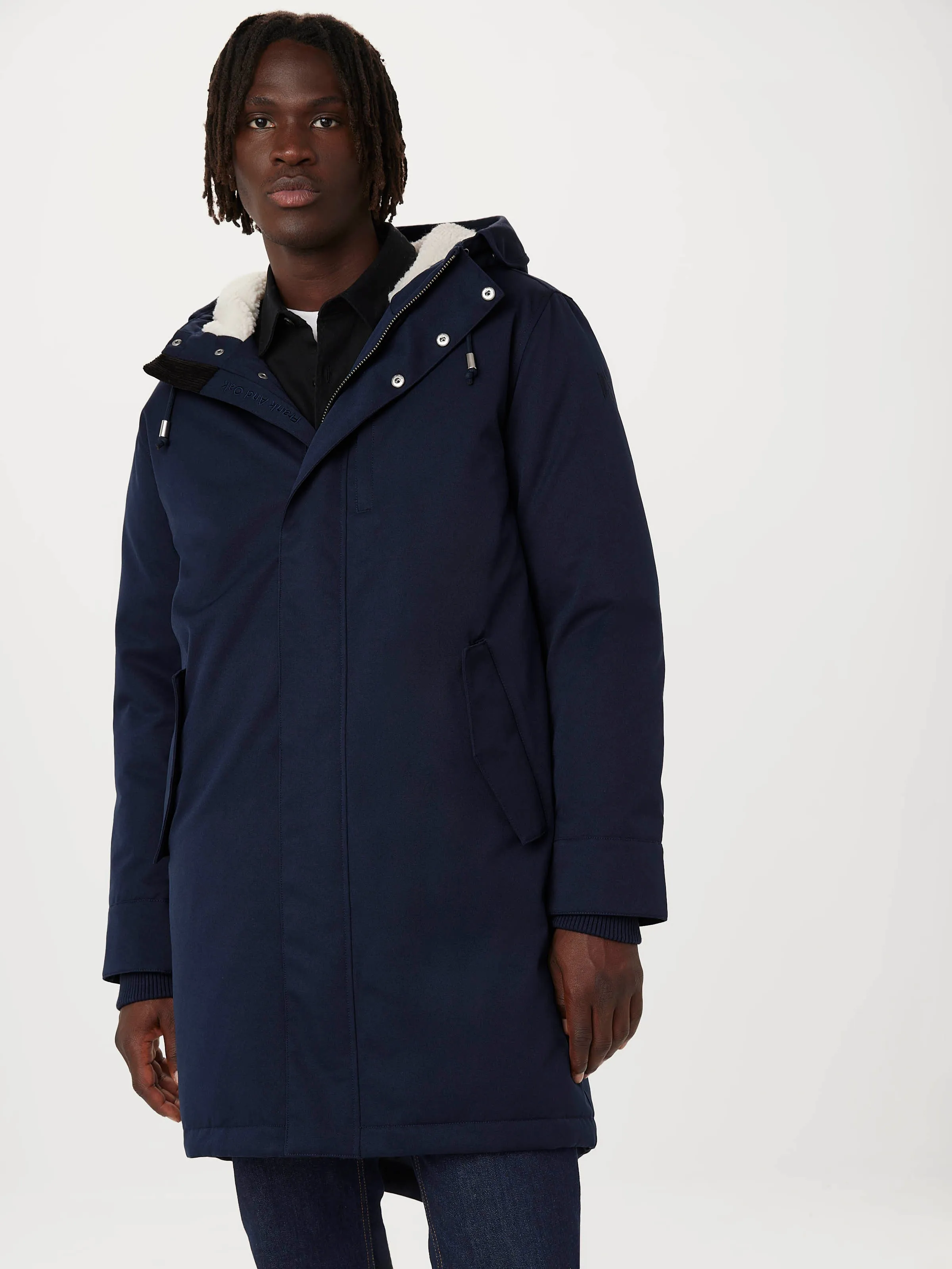 The Alpine Parka in Space Blue sold by Frank & Oak
