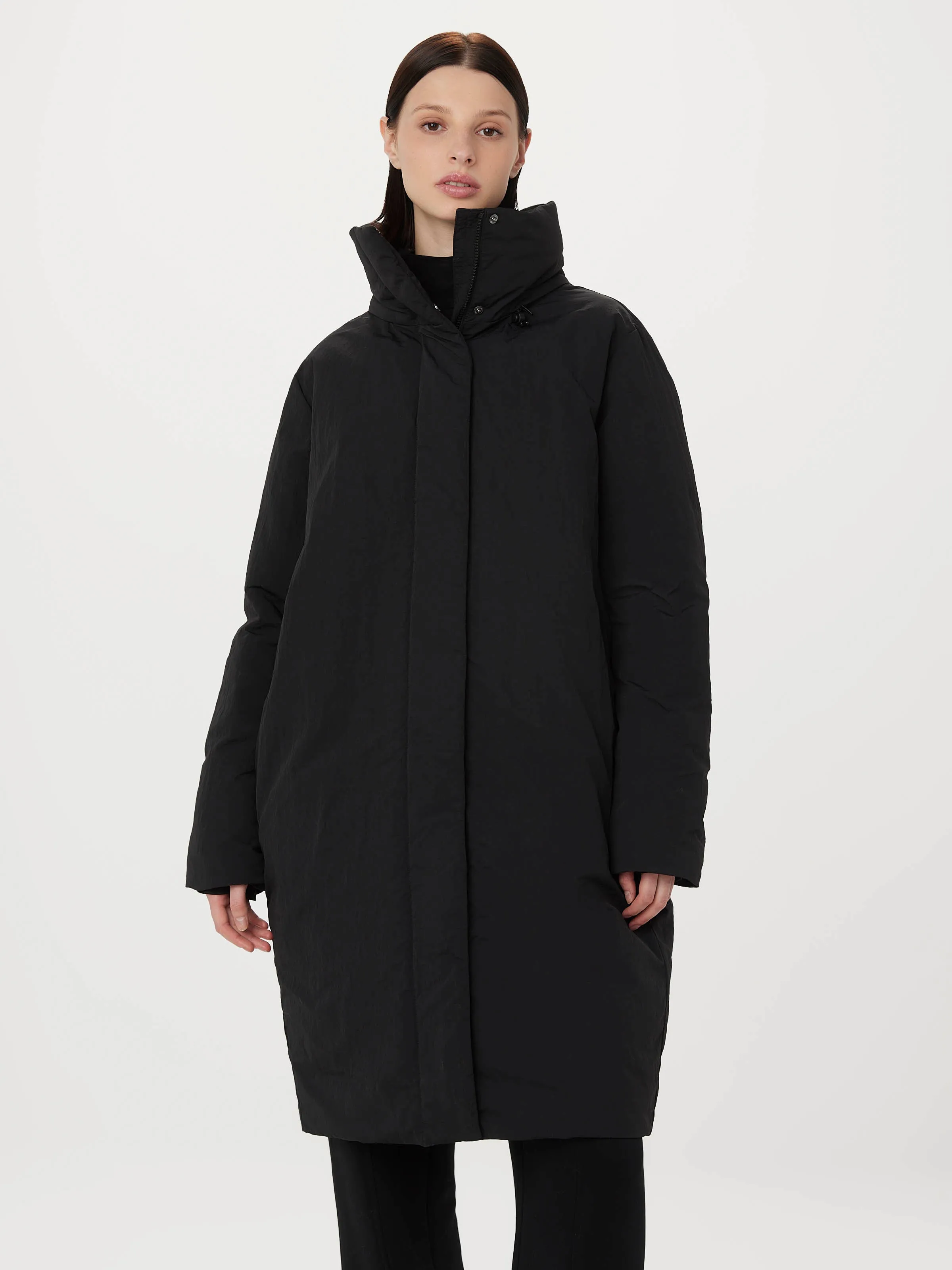 The Iceland Long Coat in Black sold by Frank & Oak
