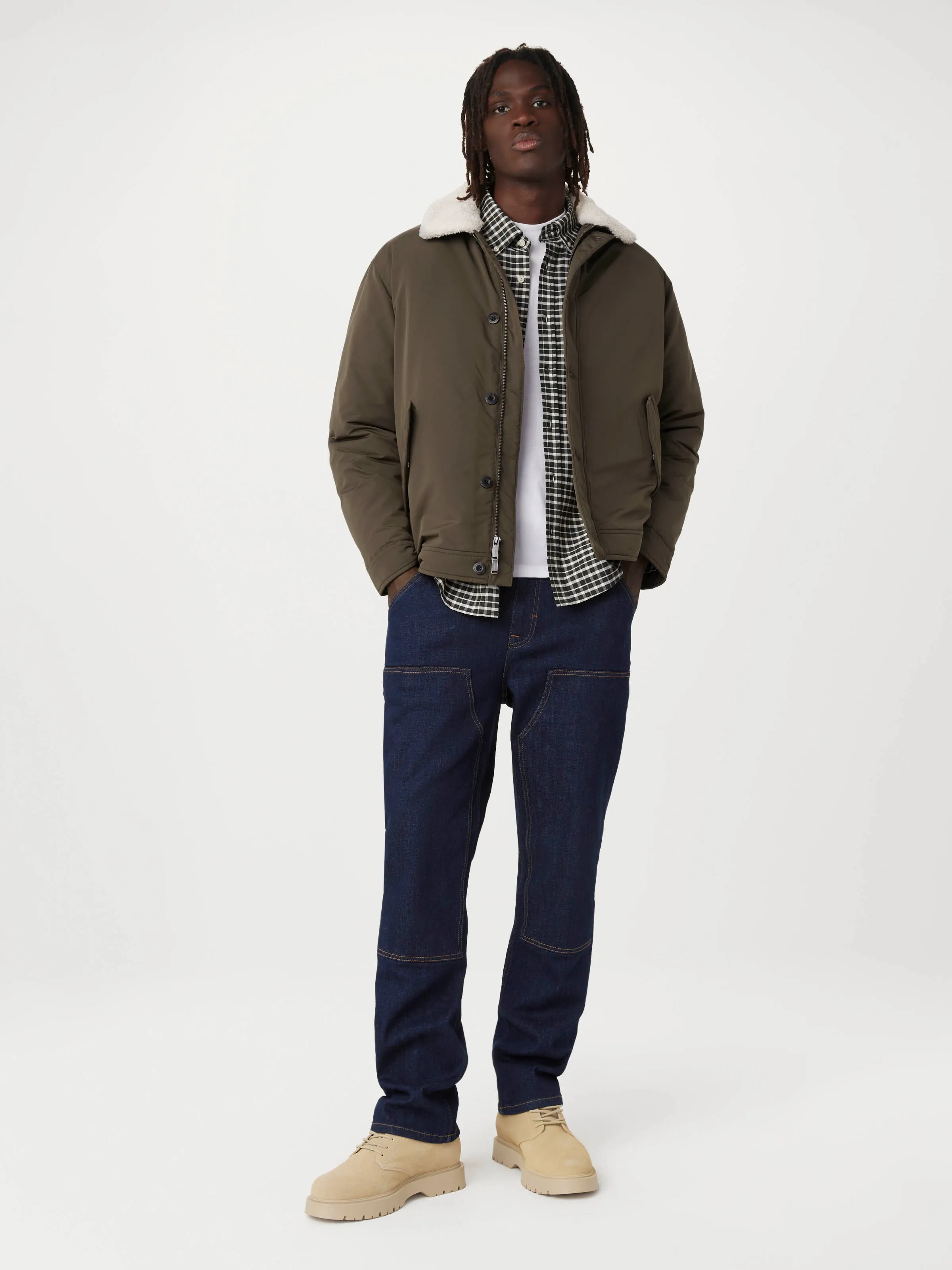 The Aviator Jacket in Dark Taupe sold by Frank & Oak
