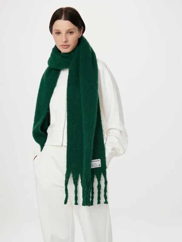 The Fuzzy Scarf in Bottle Green sold by Frank & Oak