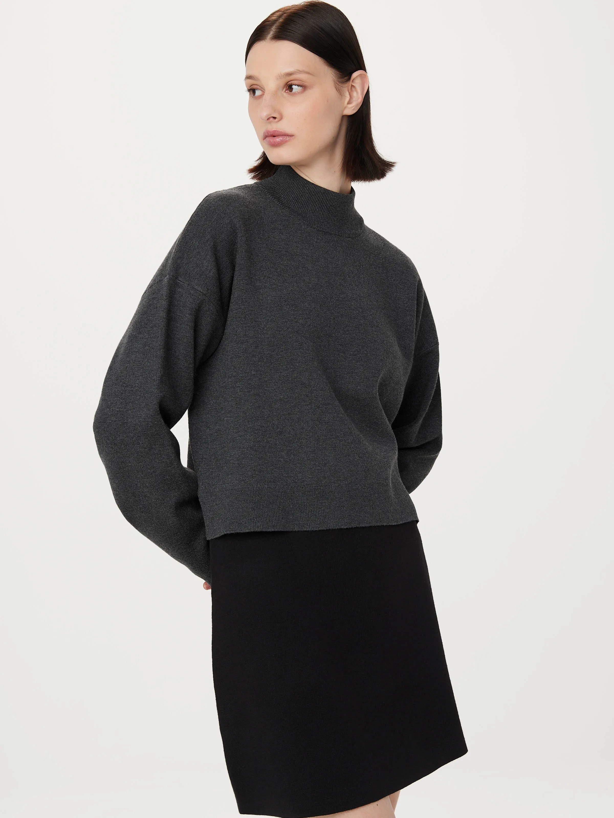 The Compact Mockneck Sweater in Cool Grey sold by Frank & Oak