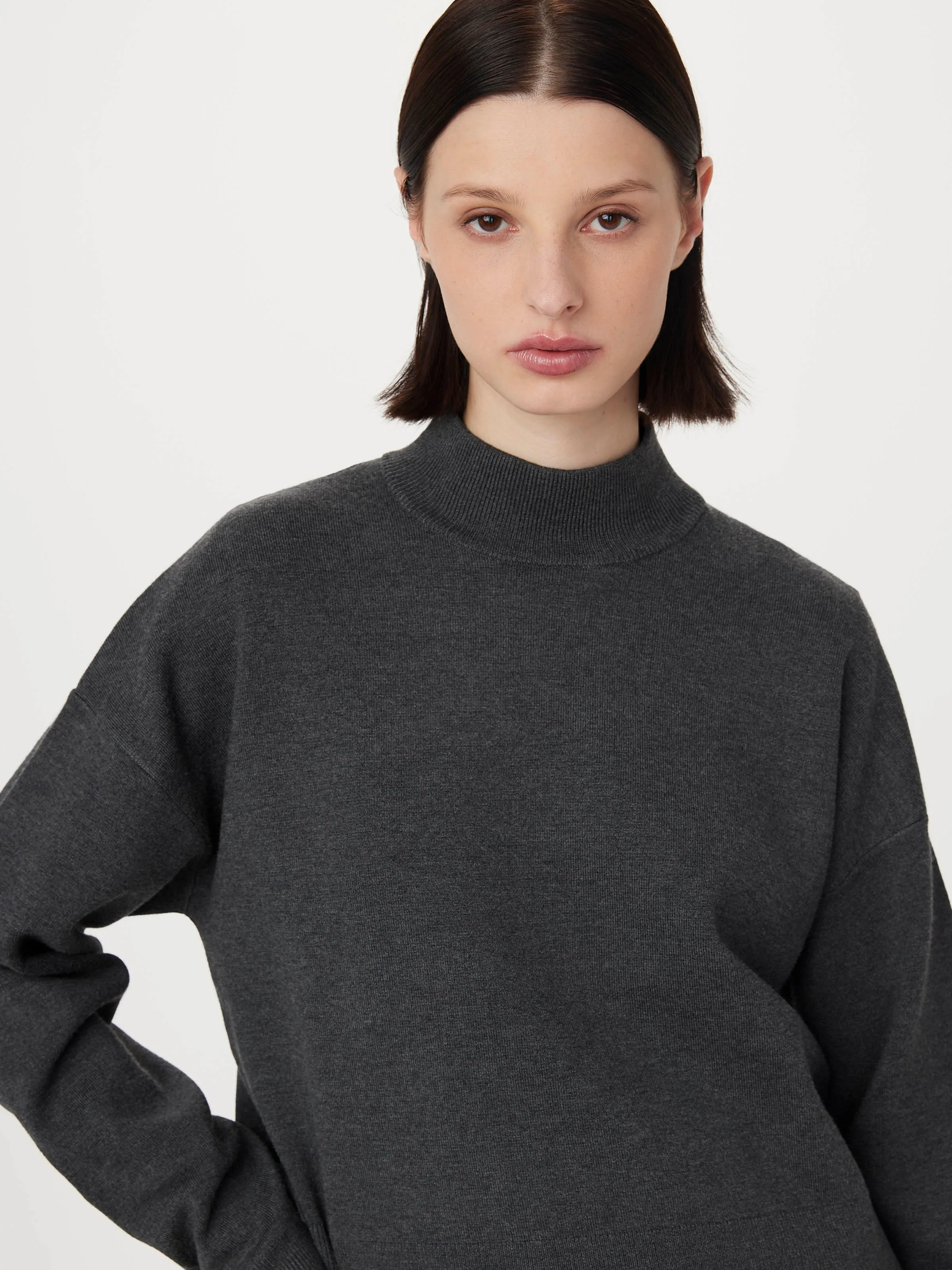The Compact Mockneck Sweater in Cool Grey sold by Frank & Oak product image thumbnail 2