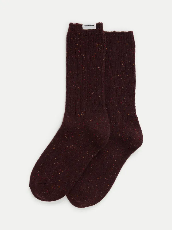 The Donegal Winter Socks in Dark Plum sold by Frank & Oak