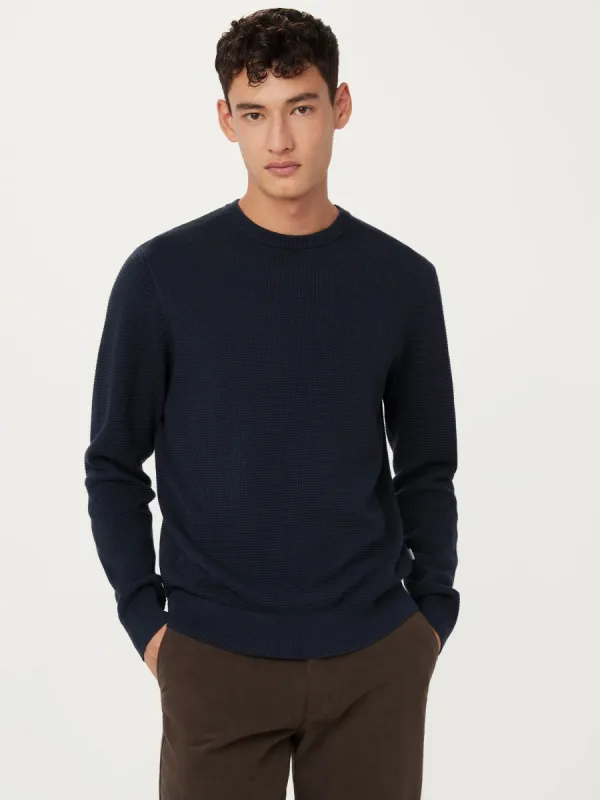The Waffle Crewneck Sweater in Midnight Blue sold by Frank & Oak