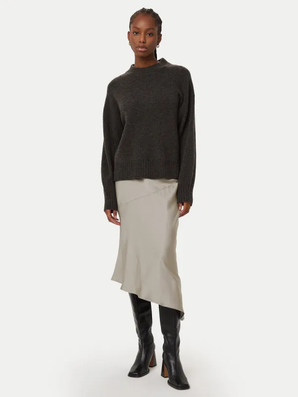 The Asymmetrical Midi Skirt  in Light Grey sold by Frank & Oak