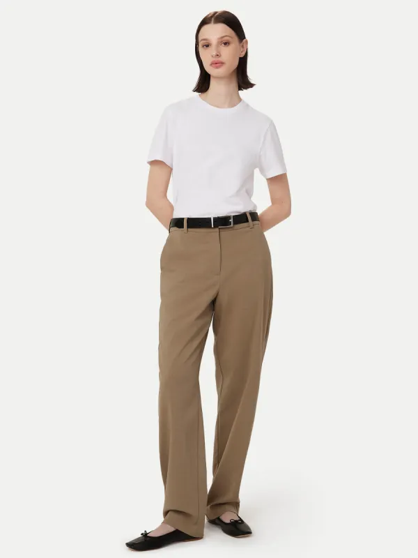 The Jane Straight Pant in Taupe sold by Frank & Oak