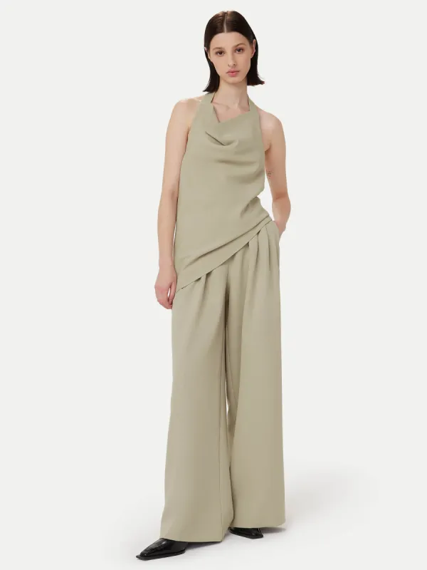 The Draped Halter Top in Light Greige made by Frank & Oak