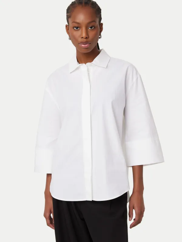The Wide Sleeve Poplin Shirt in White sold by Frank & Oak