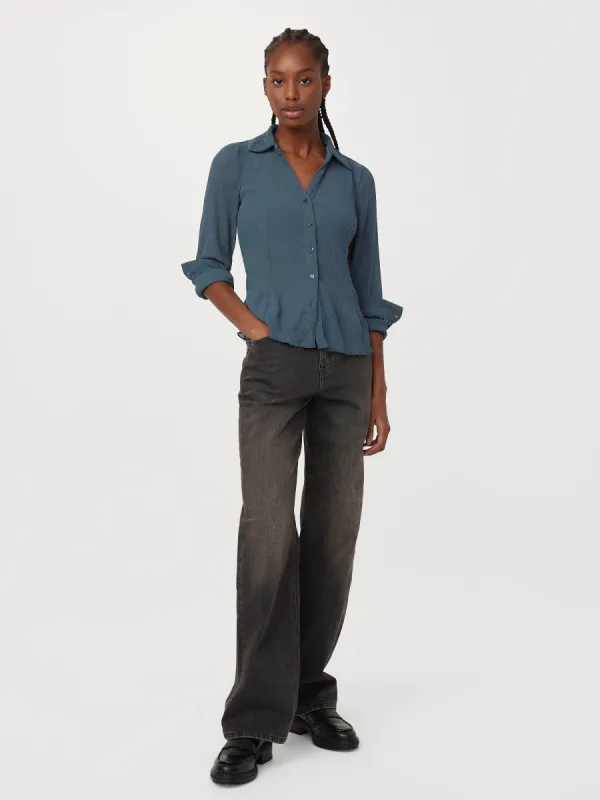 The Textured Sheer Blouse in Slate sold by Frank & Oak