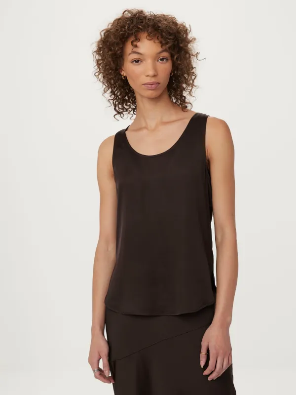 The Satin Tank Top in Dark Chocolate sold by Frank & Oak