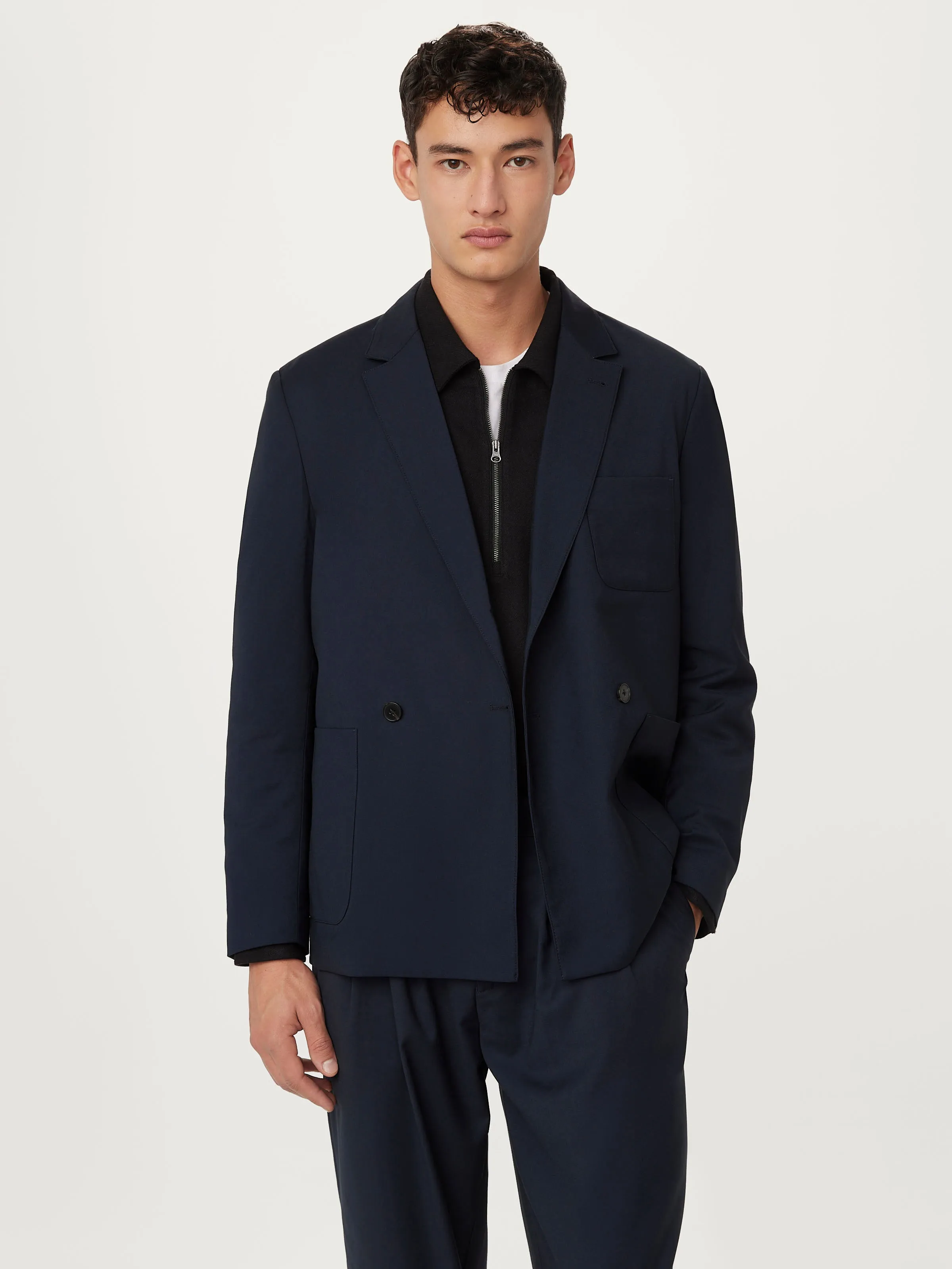 The Double Breasted Jacket in Deep Blue sold by Frank & Oak