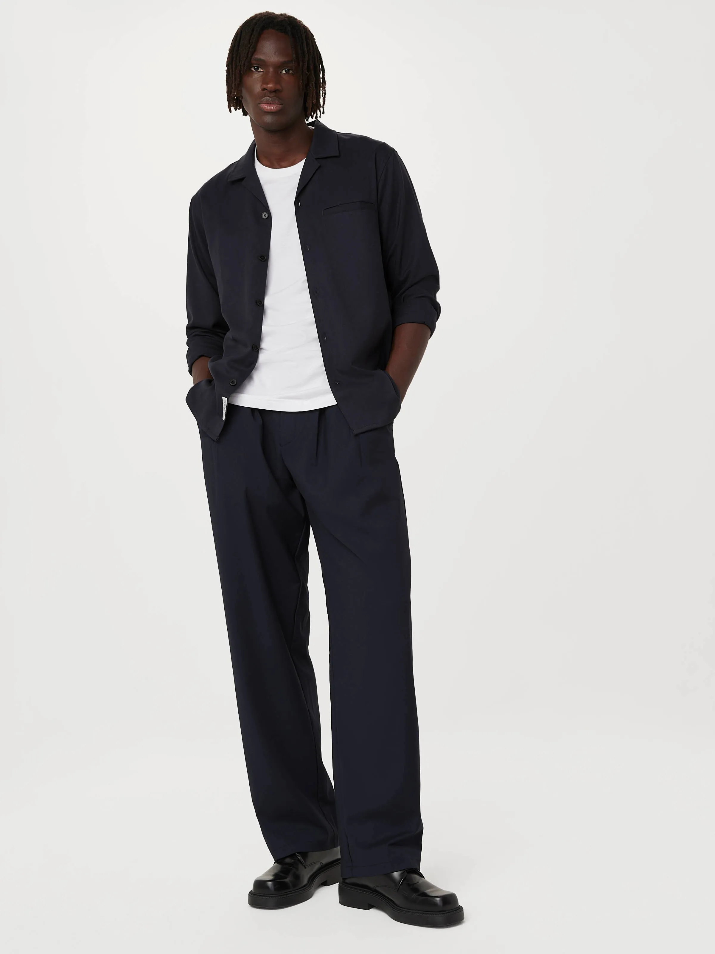 The Fluid Shirt in Deep Blue sold by Frank & Oak