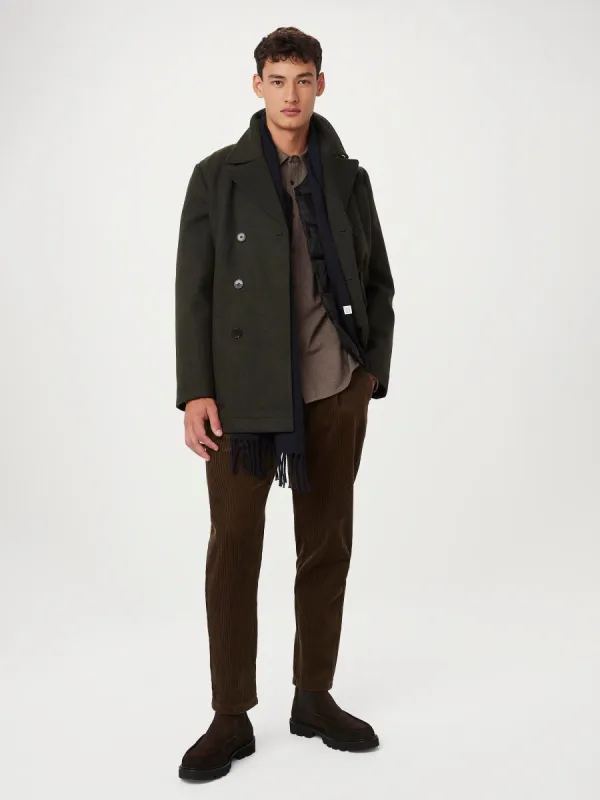 The Nelson Recycled Wool Peacoat in Rosin sold by Frank & Oak
