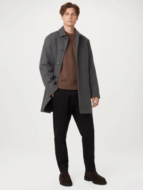 The Smith Mac Topcoat in Charcoal Grey sold by Frank & Oak