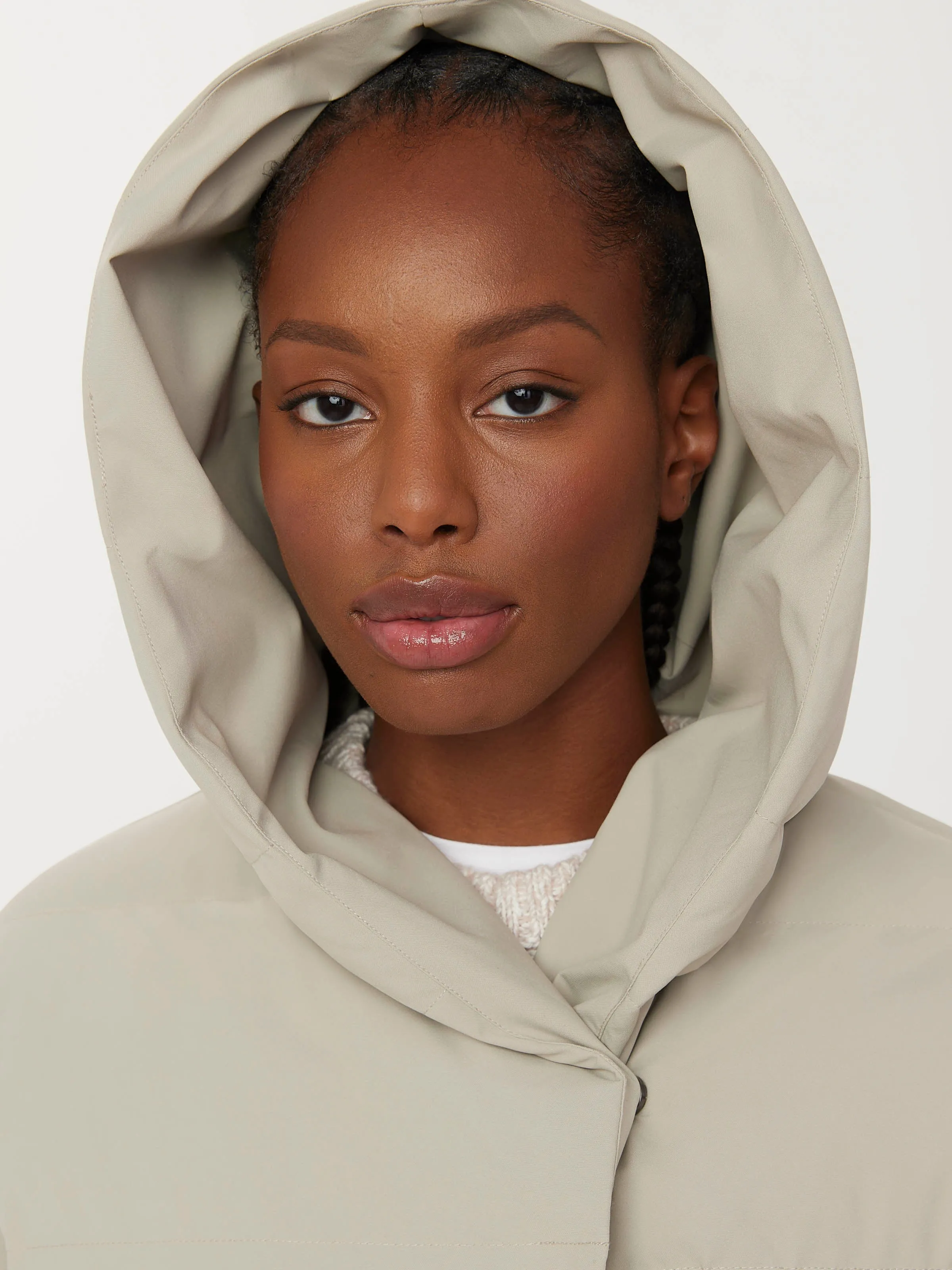 The Highland Long Puffer Coat in Light Greige sold by Frank & Oak product image thumbnail 5