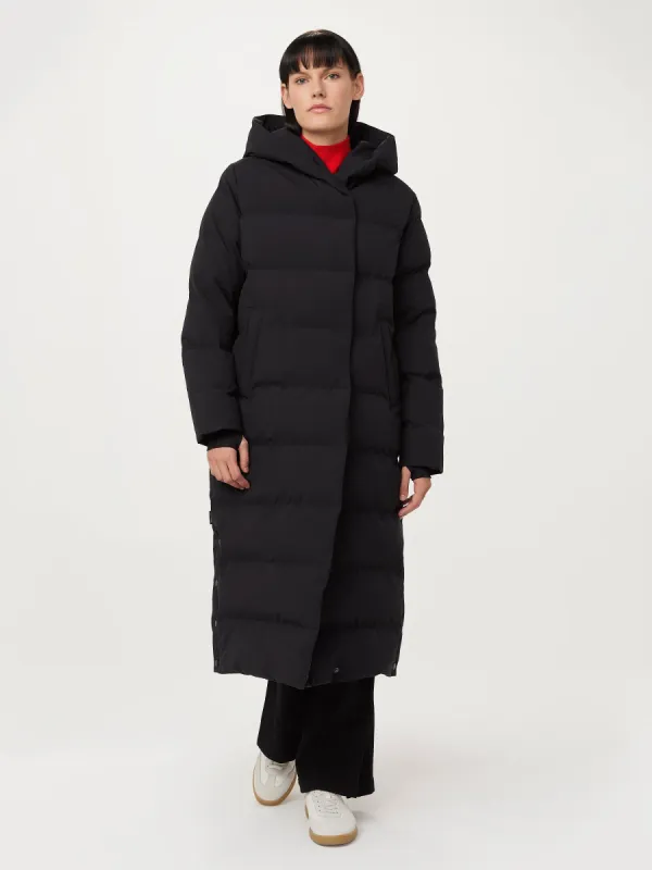 The Highland Long Puffer Coat in Black sold by Frank & Oak