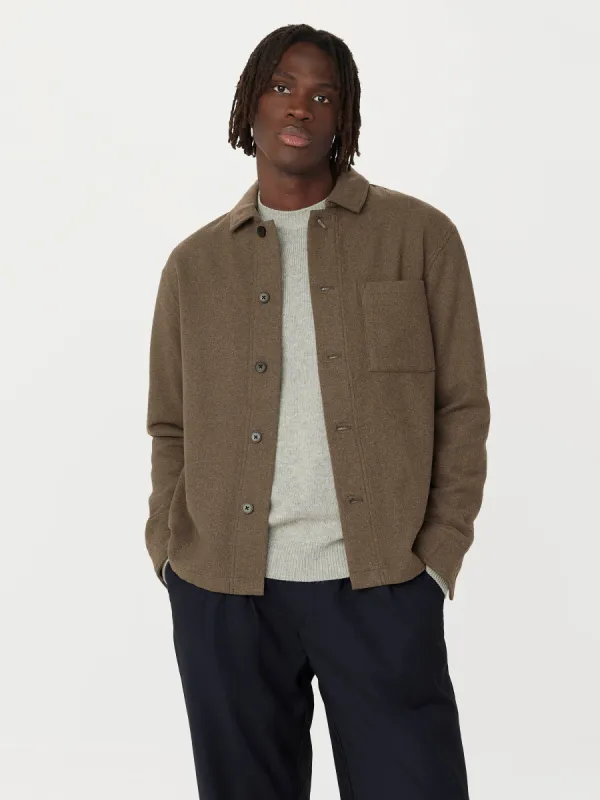 The Wool Blend Overshirt  in Brown sold by Frank & Oak