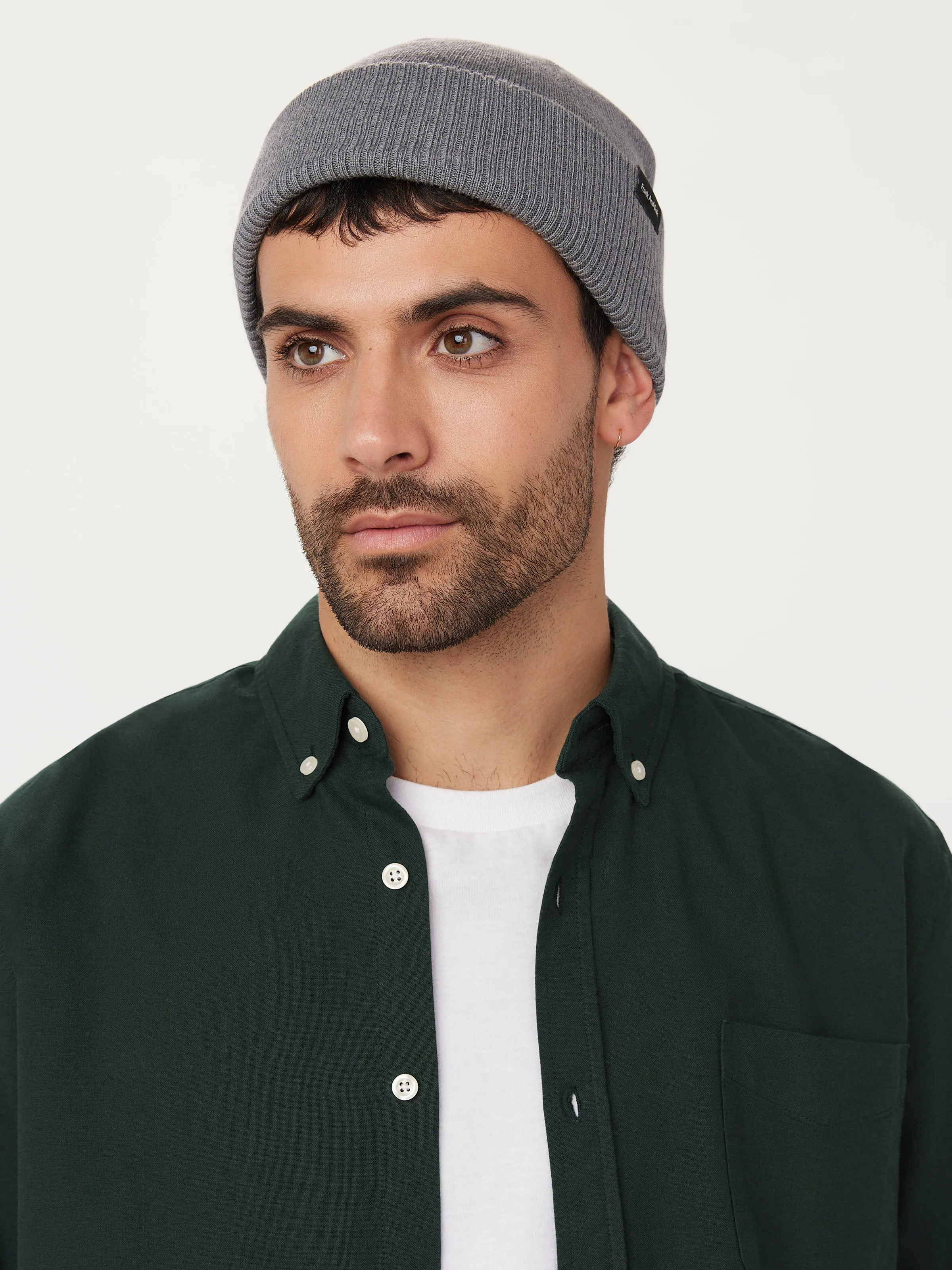 The Merino Wool Beanie in Medium Grey sold by Frank & Oak product image thumbnail 2