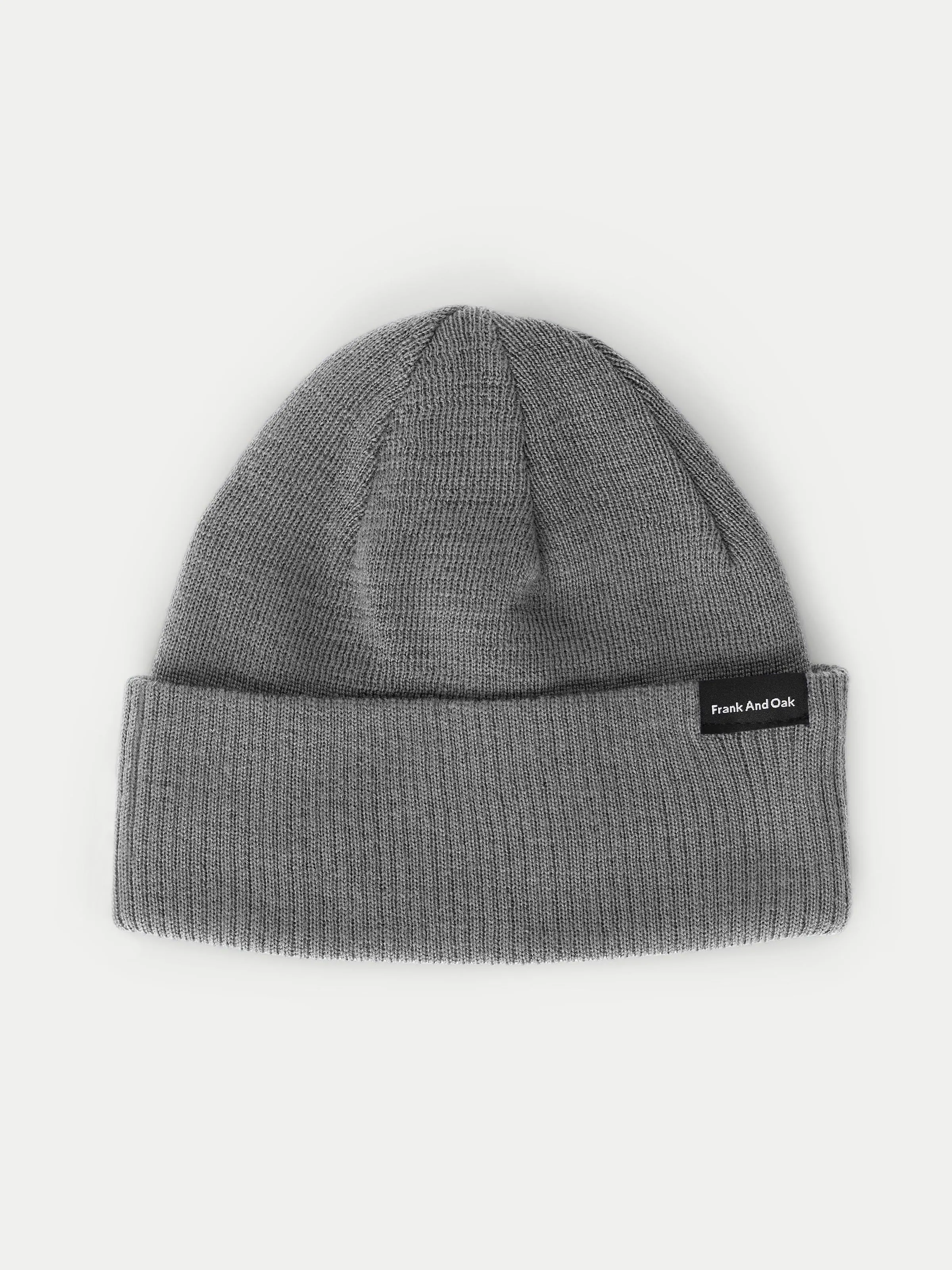 The Merino Wool Beanie in Medium Grey sold by Frank & Oak