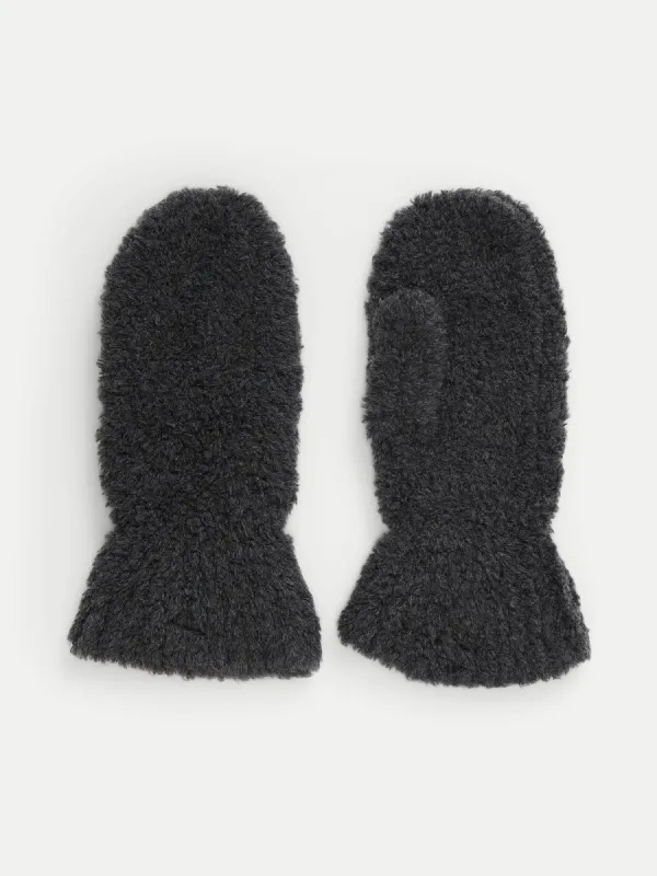 The Fuzzy Merino Wool Mittens in Dark Grey sold by Frank & Oak