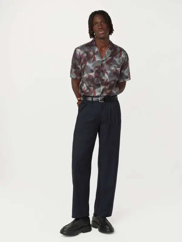 The Abstract Camp Collar Shirt in Dark Grey sold by Frank & Oak