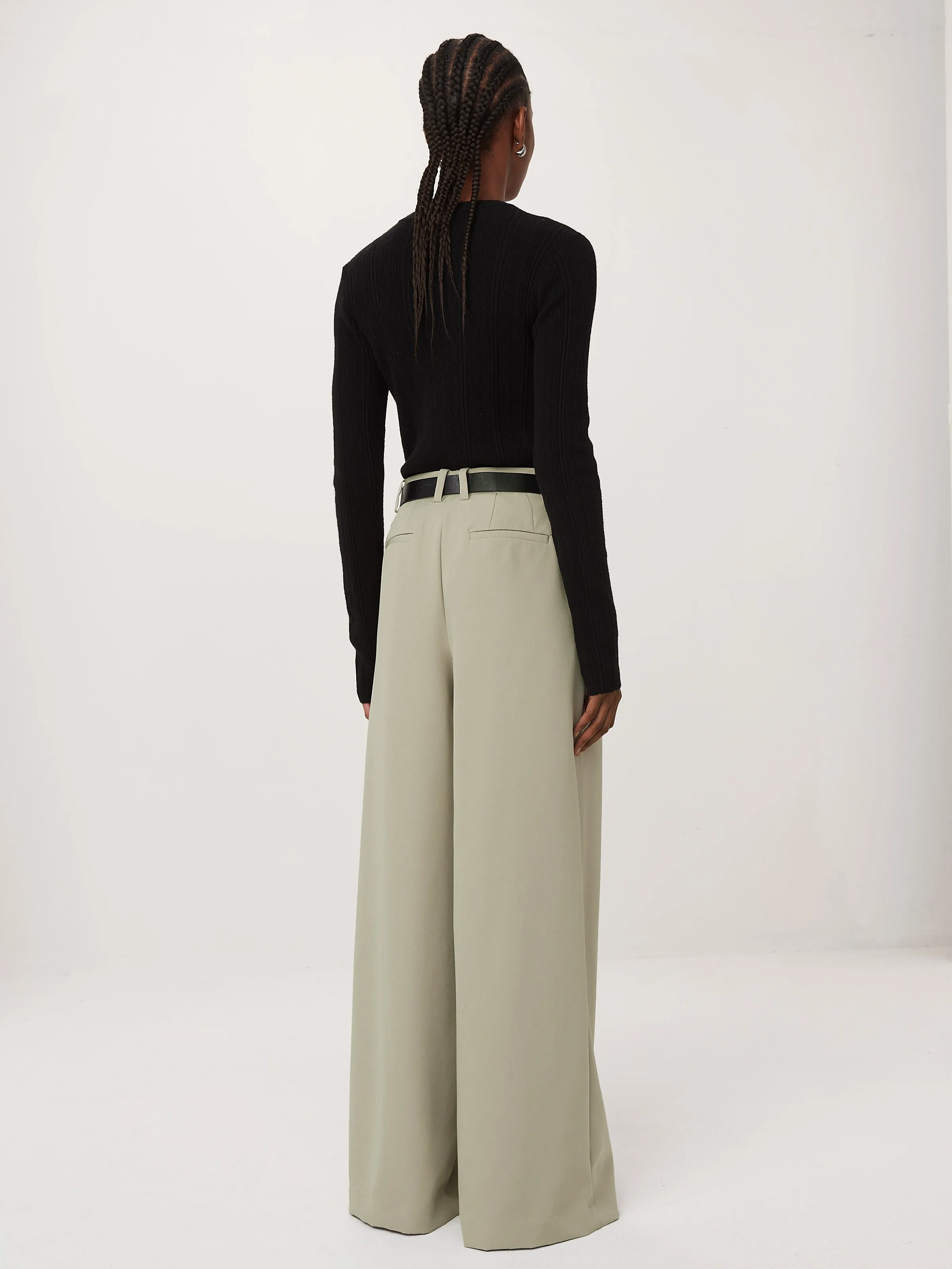 The Carmen Ultra-Wide Pant in Light Greige sold by Frank & Oak product image thumbnail 4