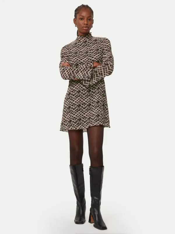 The Textured Long Sleeve Dress  in Dark Chocolate sold by Frank & Oak