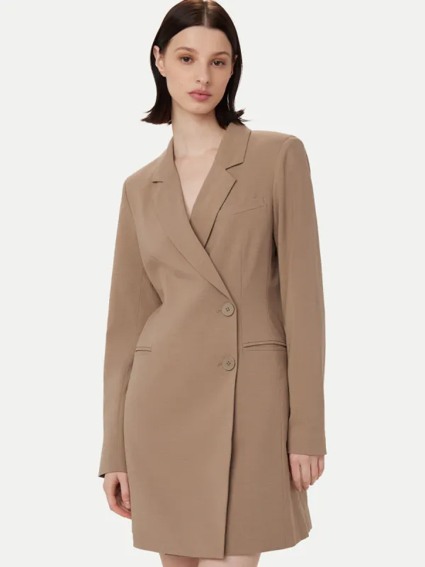 The Fitted Blazer Dress  in Taupe sold by Frank & Oak