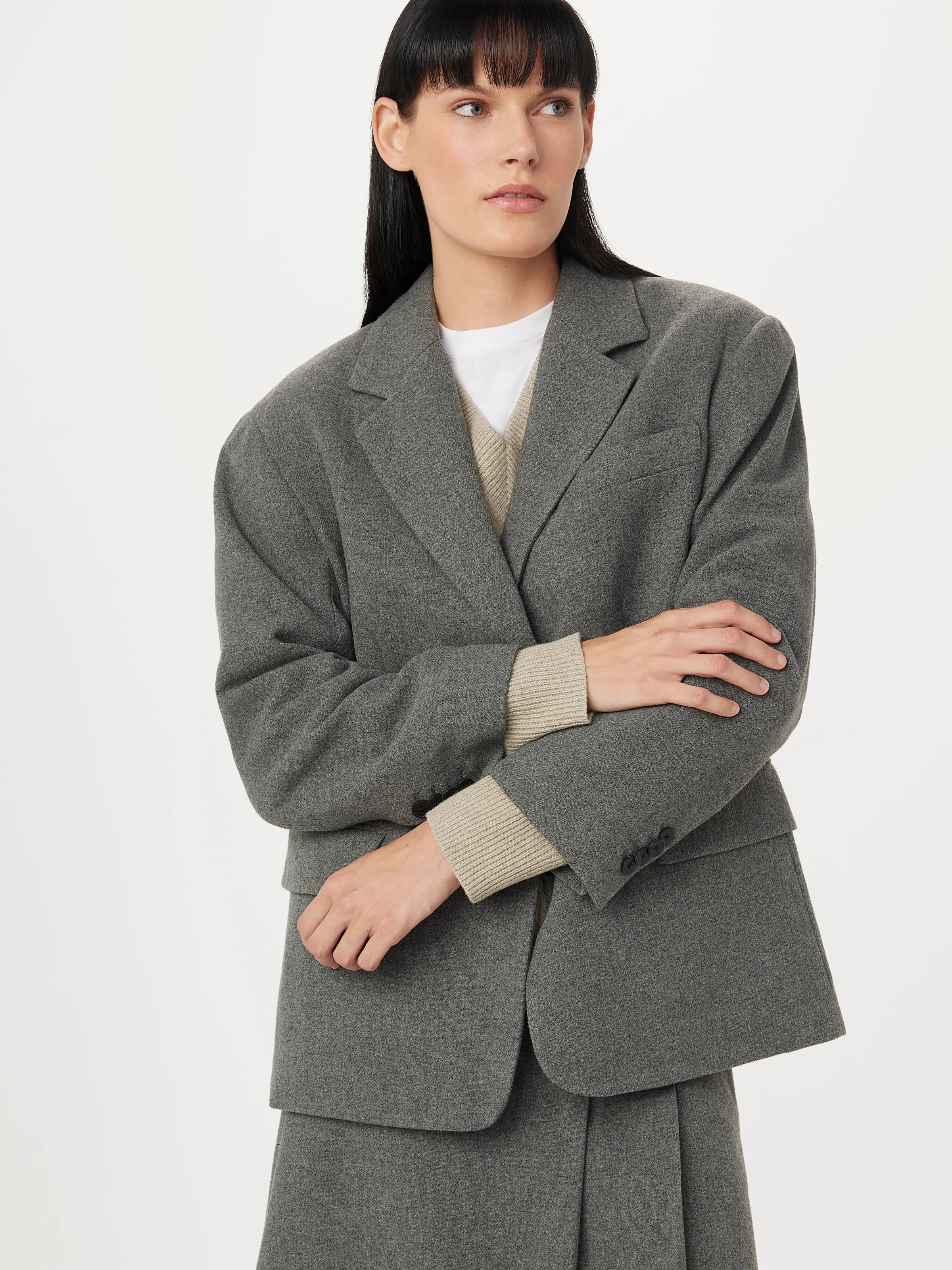 The Loose Recycled Wool Blazer in Grey Black sold by Frank & Oak product image thumbnail 3