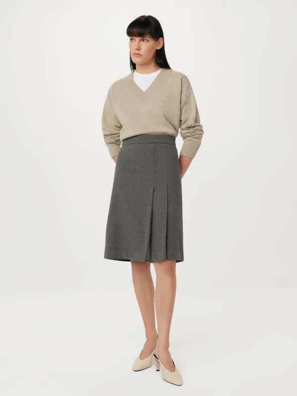 The Pleated Midi Skirt in Grey Black sold by Frank & Oak