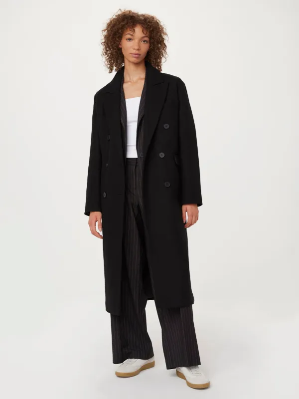 The Frances Recycled Wool Topcoat in Black sold by Frank & Oak