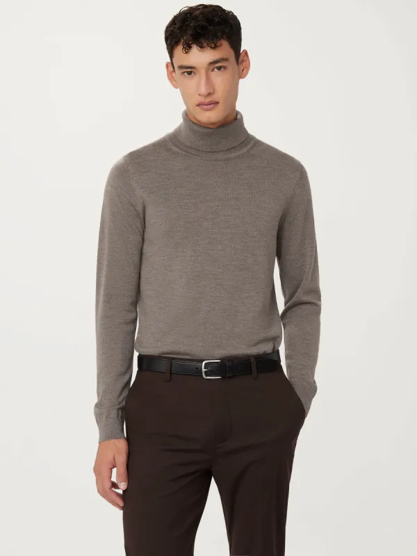 The Merino Wool Turtleneck  in Dark Taupe sold by Frank & Oak